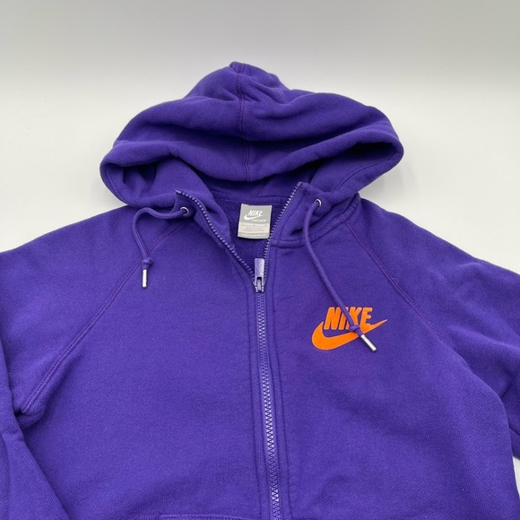 Nike Sportswear Hoodie Womens Medium Purple Swoosh Full Zip Hooded Sweatshirt - Picture 2 of 9